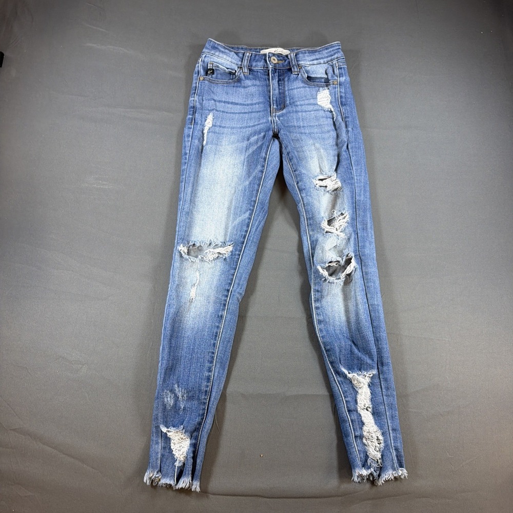 KanCan Distressed Skinny Jeans Womens Size 0 Blue Denim KC8099M